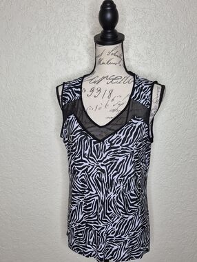 Susan Lawrence Zebra Print Sleeveless Top Size L